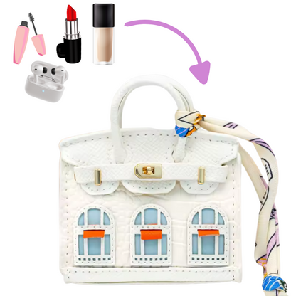 Mini Bolso de Mano - Charm de Bolso de Cuero y Estuche para Auriculares o labiales y perfumes mini