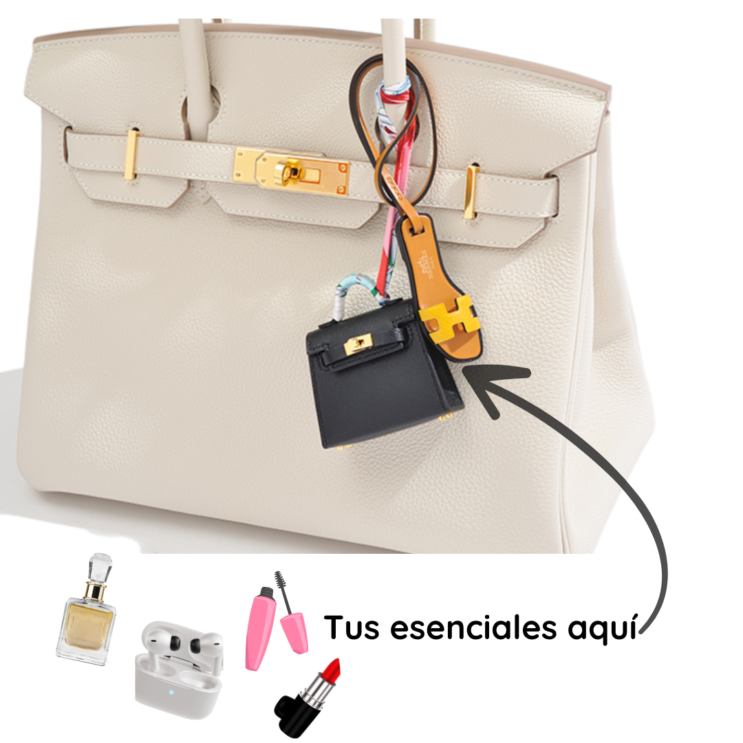 Mini Bolso de Mano - Charm de Bolso de Cuero y Estuche para Auriculares o labiales y perfumes mini