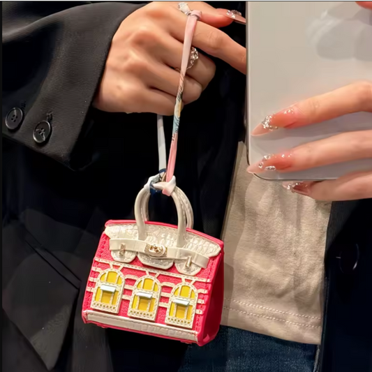 Mini Bolso de Mano - Charm de Bolso de Cuero y Estuche para Auriculares o labiales y perfumes mini