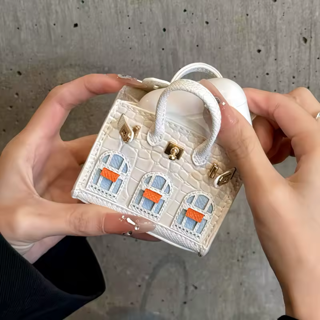 Mini Bolso de Mano - Charm de Bolso de Cuero y Estuche para Auriculares o labiales y perfumes mini